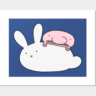 White Bunny and Blobfish Posters and Art